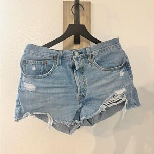 Levi 501 Distressed Denim Women Shorts